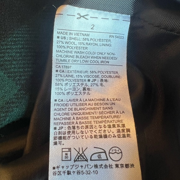 Banana Republic Green Navy Black Plaid Wool Blend Blazer Women’s Size 2 - Picture 8 of 8